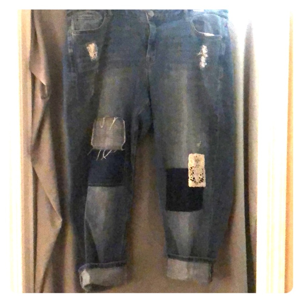 Lane Bryant Denim Patchwork Crops